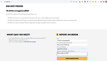 MAY 2023 - DOI ERROR REPORTS AND UNREGISTERED DOIS 