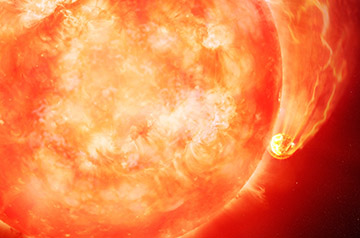 A dying star consumes a planet, foreshadowing Earth’s fate