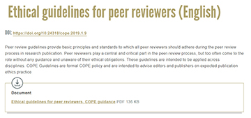 ETHICAL GUIDELINES FOR PEER REVIEWERS