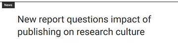 New report questions impact of publishing on research culture