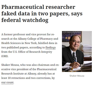 Pharmaceutical researcher faked data in two papers