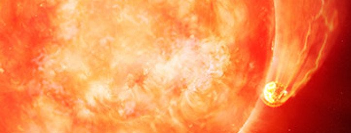 A dying star consumes a planet, foreshadowing Earth’s fate