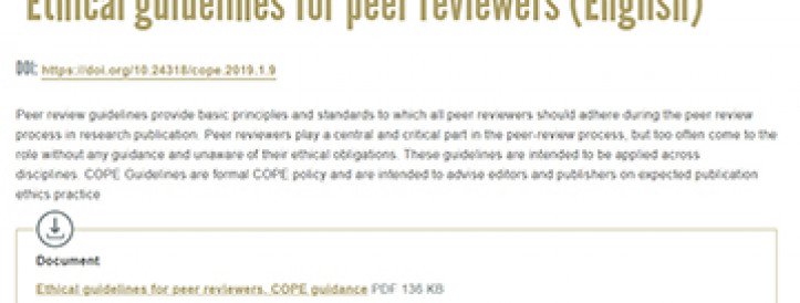 ETHICAL GUIDELINES FOR PEER REVIEWERS